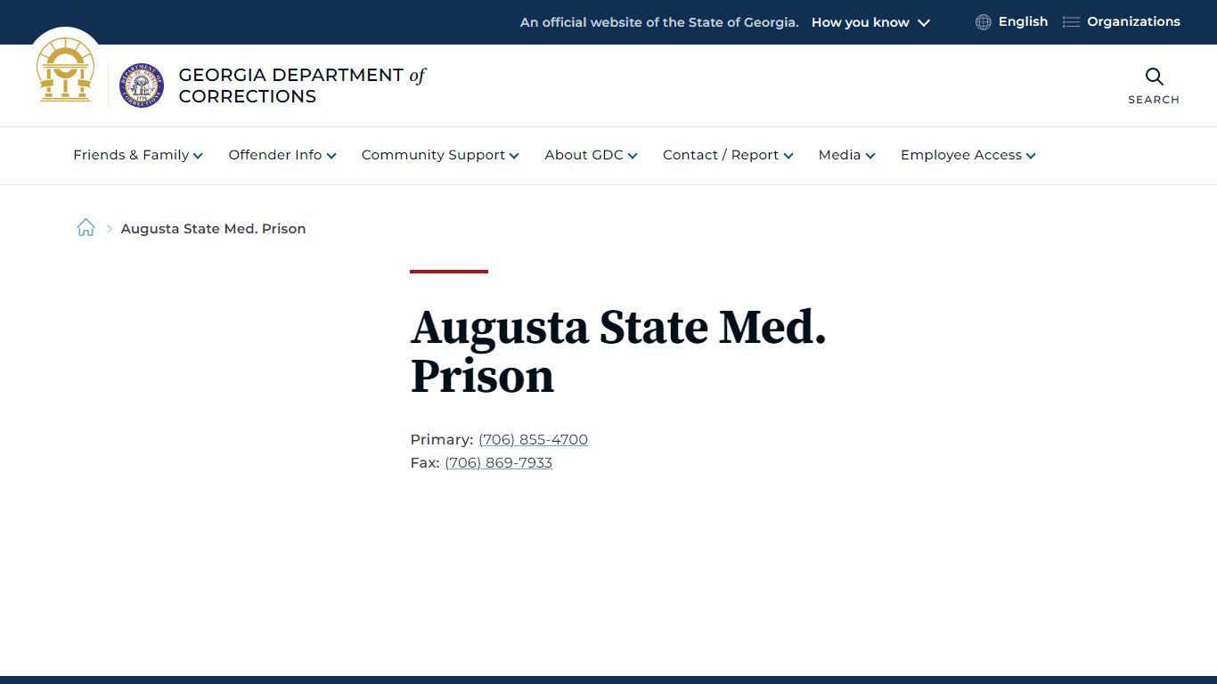 Augusta State Med. Prison | Georgia Department of Corrections