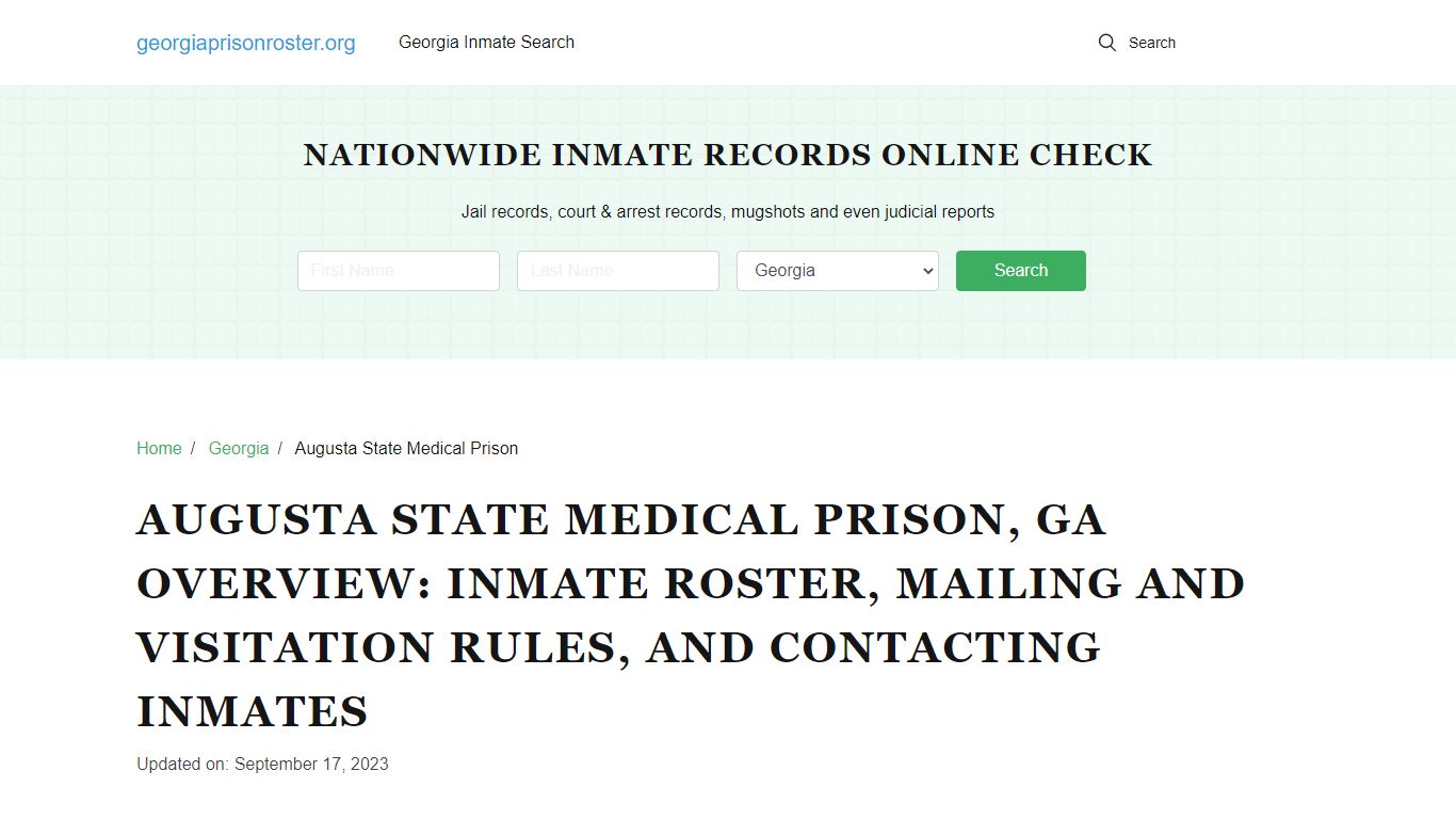 Augusta State Medical Prison, GA: Inmate Search, Visitation & Contacts